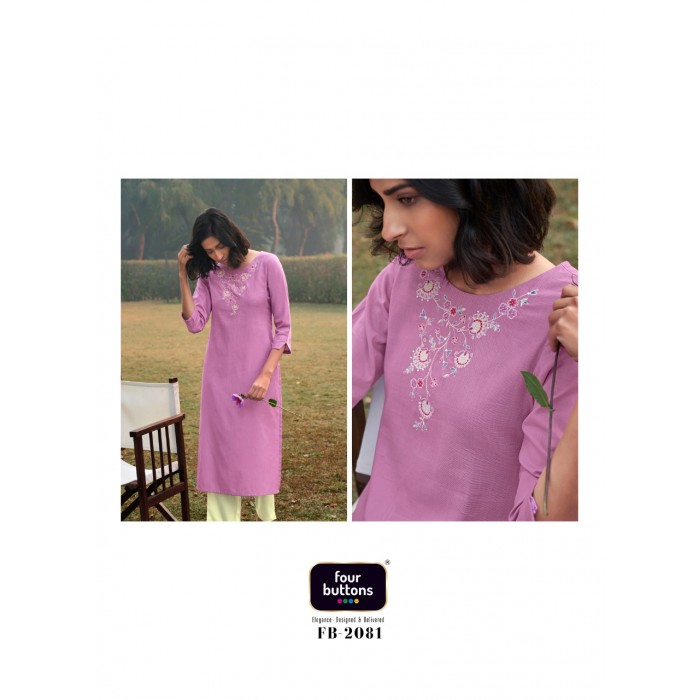 Four Buttons Colors 14 Embroidery Kurtis